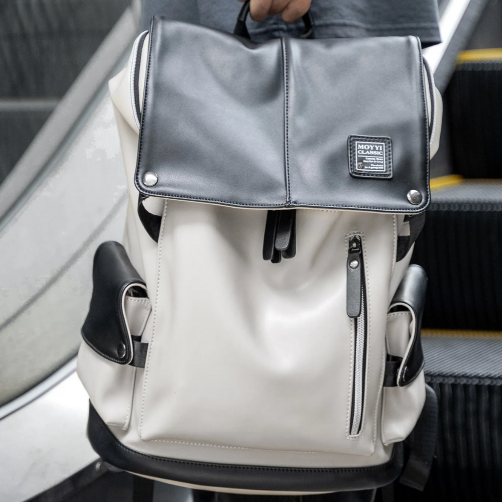 Sac à dos de voyage - en cuir PU pour homme - prise de recharge smartphone - Merrick